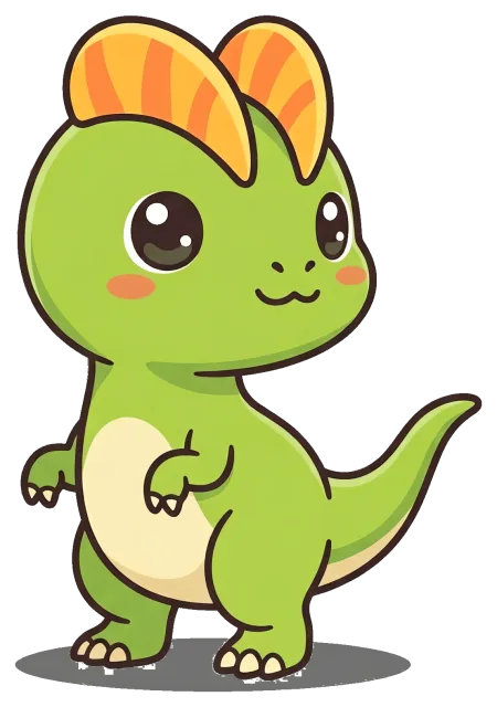 cute cartoon green dinosaur with orange crest