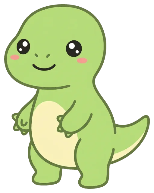 Cute cartoon iguanodon dinosaur with big eyes and smile