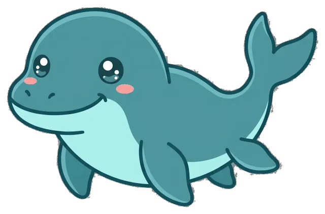 Cute cartoon mosasaurus with big eyes and smiling face
