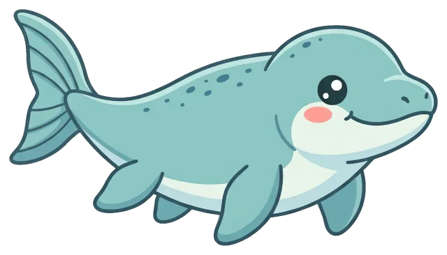 Cute cartoon Mosasaurus with smiling face