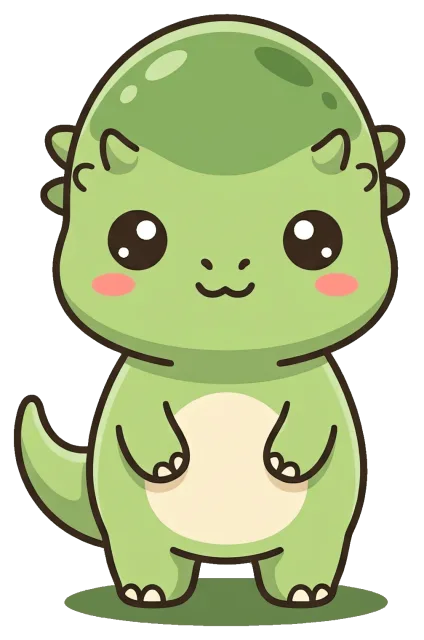 Cute cartoon Pachycephalosaurus with big eyes and blush