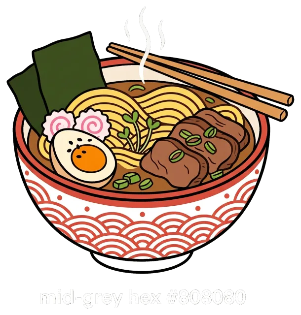 Cute beef ramen bowl with egg and seaweed