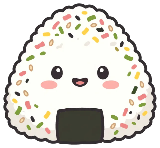 Cute Furikake Onigiri Cartoon with Smiling Face