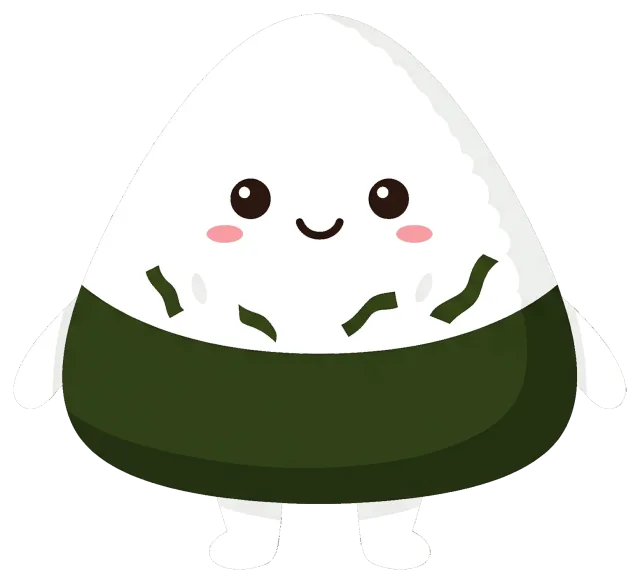 Cute kombu onigiri cartoon character with smiling face