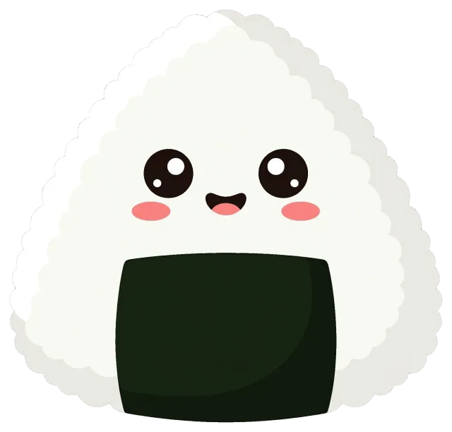 Cute Seaweed Onigiri Cartoon Character with Smiling Face
