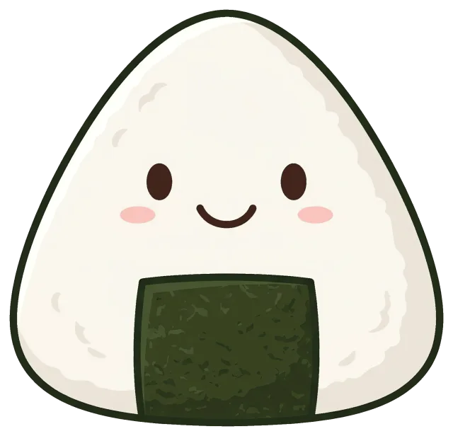Cute seaweed onigiri character with smiling face