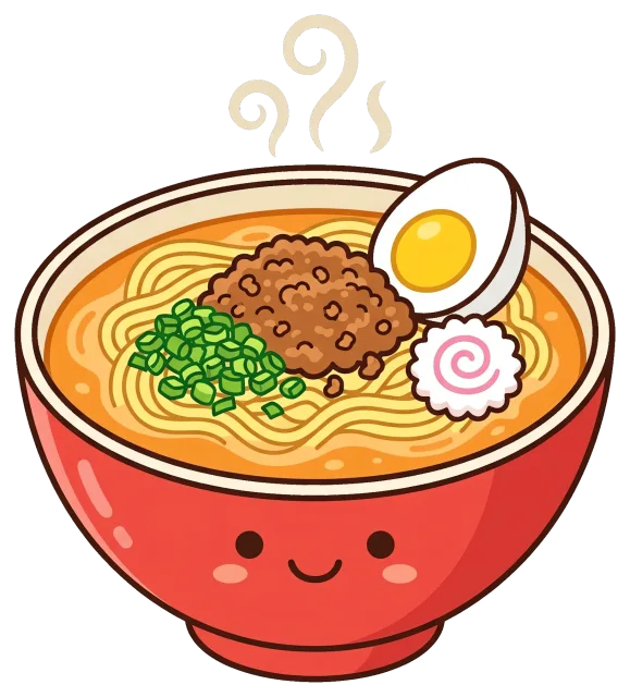 Cute Tan Tan ramen bowl with egg and toppings
