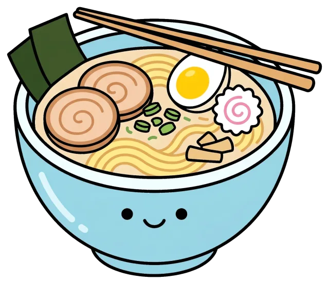 Cute Tonkotsu Ramen Bowl with Smiling Face