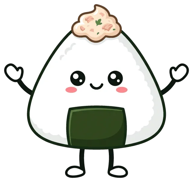 Cute Tuna Mayo Onigiri Character with Smiling Face
