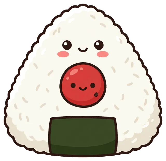 Cute Umeboshi Onigiri Cartoon with Smiling Faces