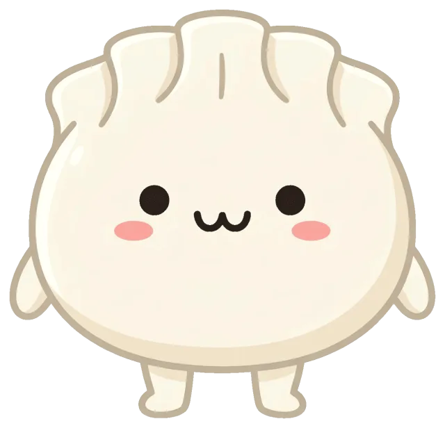 Cute beef dumpling character with smiling face