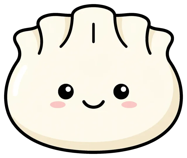 Cute cartoon dumpling with smiling face