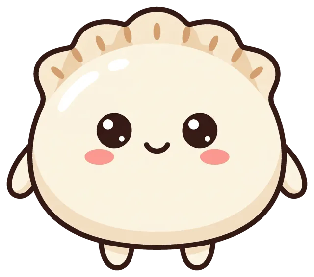 Cute cartoon dumpling with smiling face