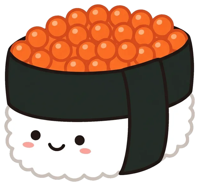Cute cartoon gunkan sushi with smiling face