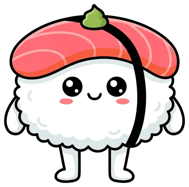 Cute cartoon sushi character with smiling face