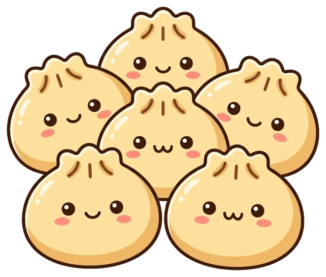 Cute cheese dumplings with smiling faces