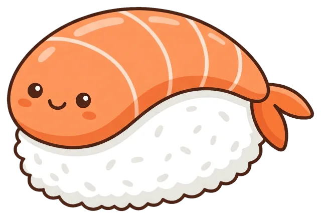 Cute Ebi Nigiri Sushi Cartoon Character