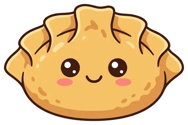Cute fried dumpling with smiling face