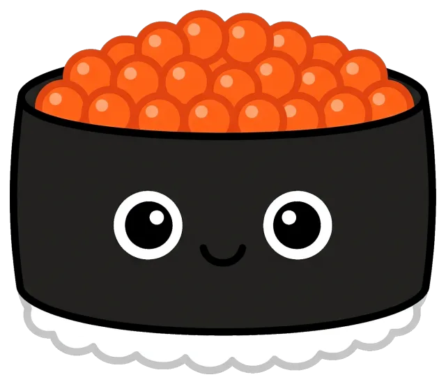 Cute Gunkan Sushi Cartoon with Smiling Face