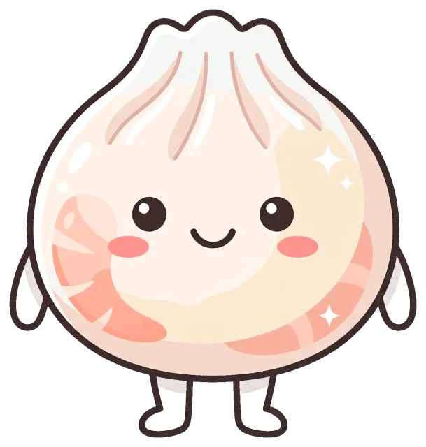 Cute Har Gow Dumpling Character with Smiling Face