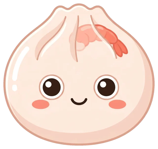 Cute Har Gow Dumpling with Smiling Face