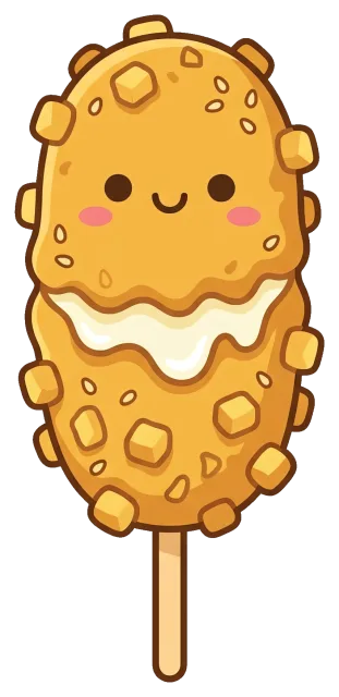Cute Korean Corn Dog with Cheese and Potato Cubes