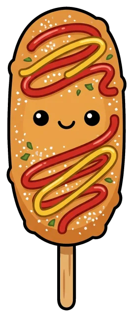 Cute Korean Corn Dog with Ketchup and Mustard