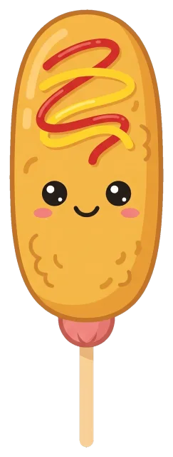 Cute Korean Corn Dog with Mustard and Ketchup