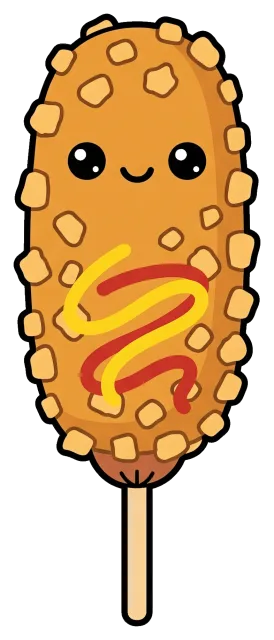 Cute Korean Corn Dog with Mustard and Ketchup