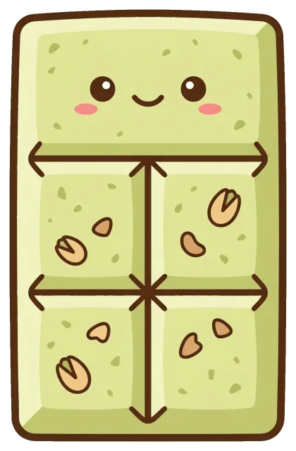 Cute Pistachio Chocolate Bar Character with Smiling Face