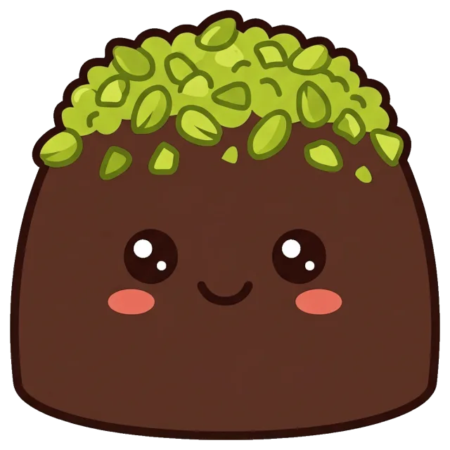 Cute pistachio chocolate with smiling face