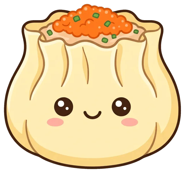 Cute Shumai Dumpling Character with Smiling Face