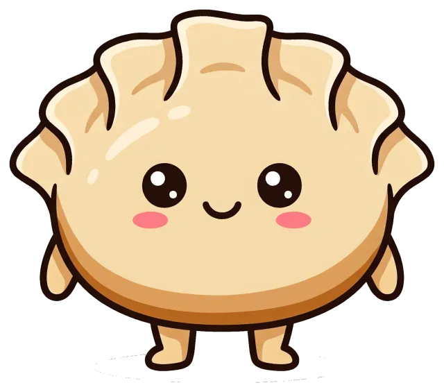 Cute smiling pan fried dumpling character