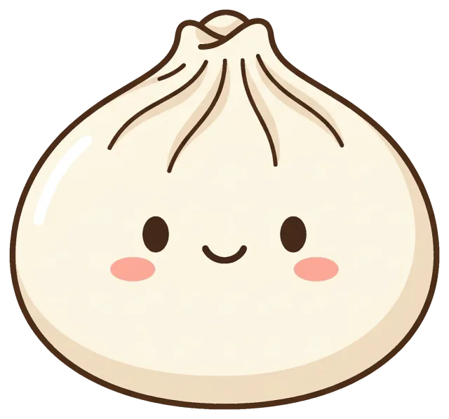 Cute smiling soup dumpling with rosy cheeks