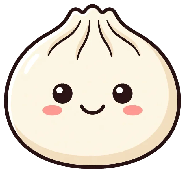 Cute smiling soup dumpling with rosy cheeks