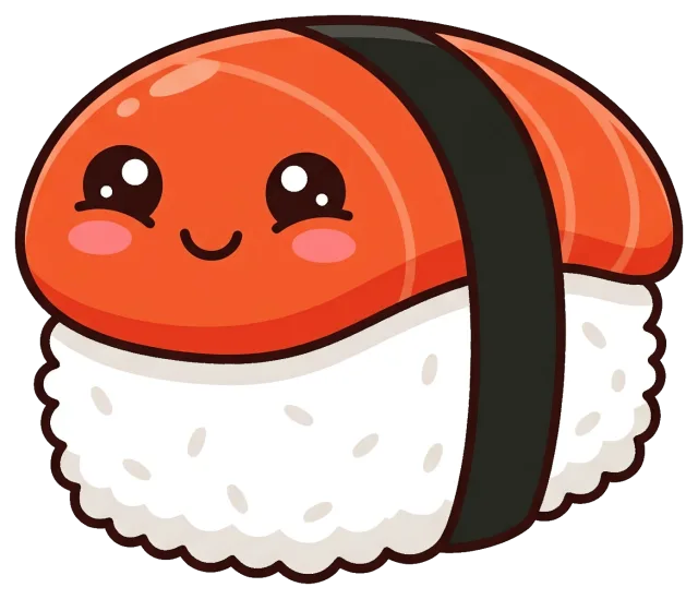 Cute sushi character with smiling face