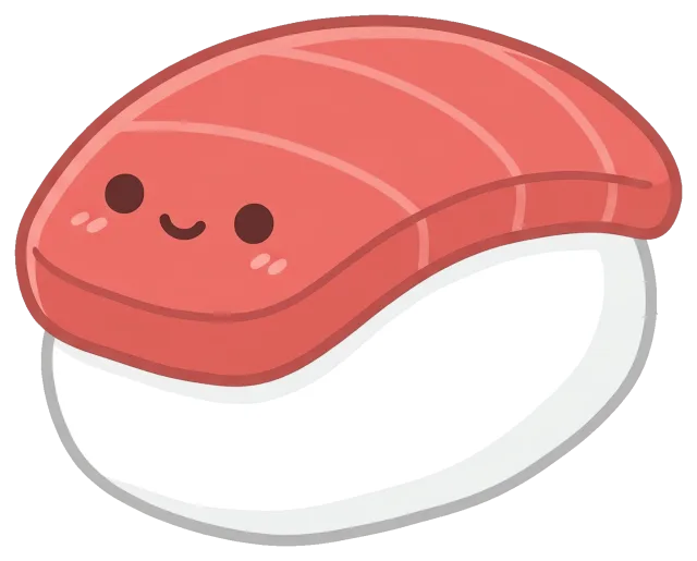 Cute Tuna Nigiri Sushi Cartoon with Smiling Face