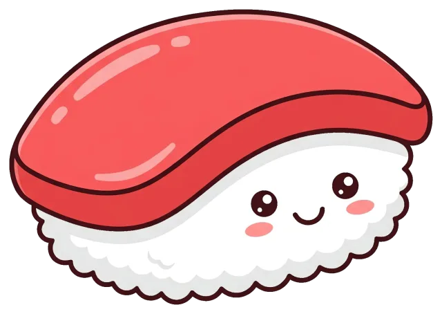 Cute Tuna Nigiri Sushi with Smiling Face