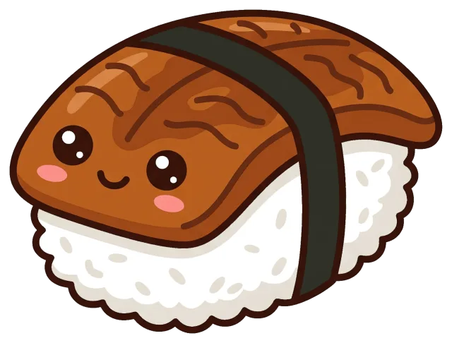 Cute Unagi Nigiri Sushi Cartoon Character