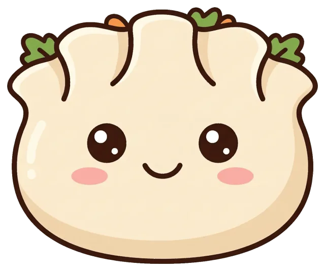 Cute vegetable dumpling with smiling face