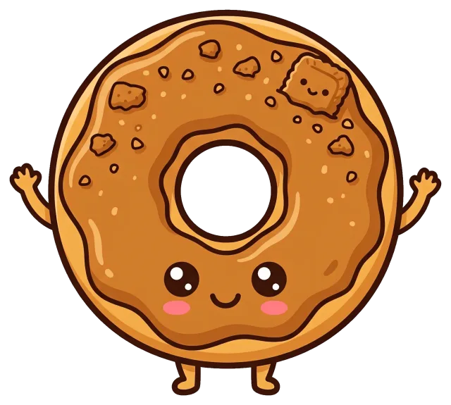 Cute Biscoff Donut Character with Smiling Face