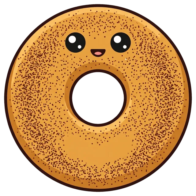 Cute cinnamon sugar donut with smiling face