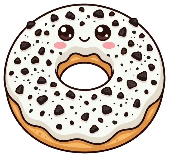 Cute cookies and cream donut with smiling face