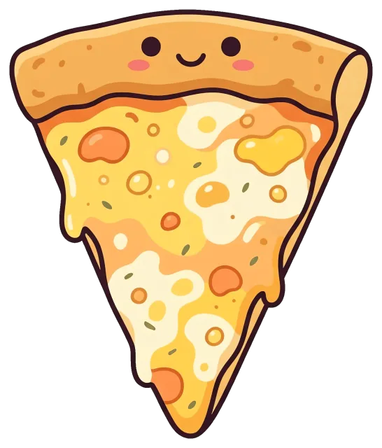 Cute Four Cheese Pizza Slice with Smiling Face