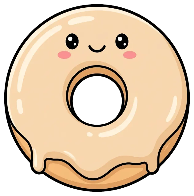 Cute glazed donut with smiling face