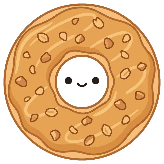 Cute peanut butter donut with smiling face