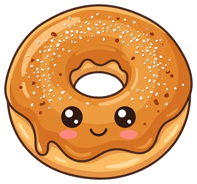 Cute Salted Caramel Donut with Smiling Face
