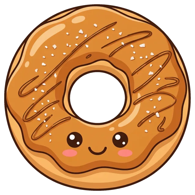 Cute Salted Caramel Donut with Smiling Face