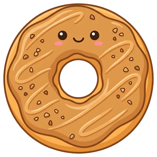 Cute smiling peanut butter donut with sprinkles