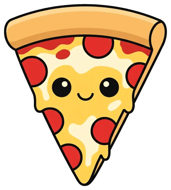 Cute smiling pepperoni pizza slice